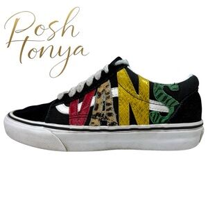 Vans Old Skool Sneakers Multi Animal Print Black Size 5.5 Casual